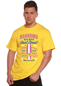 Boarding Blue Beach Men's Bamboo Viscose/Organic Cotton Short Sleeve Graphic T-Shirt