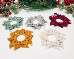 Macrame christmas ornaments, personalized holiday decor, rustic ornaments, boho Christmas, white ornaments, Christmas gifts for mom
