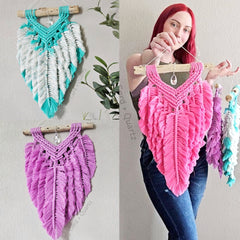 12x18 Macrame Feathered wall hanging. 3 styles to choose from. Ready to ship.