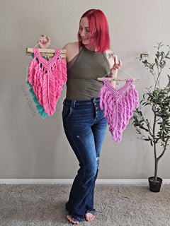 12x18 Macrame Feathered wall hanging. 3 styles to choose from. Ready to ship.
