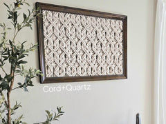 Extra large framed macrame wall hanging.