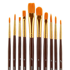Studio Mixed Media Gold Nylon Brush Set  - 10 pc